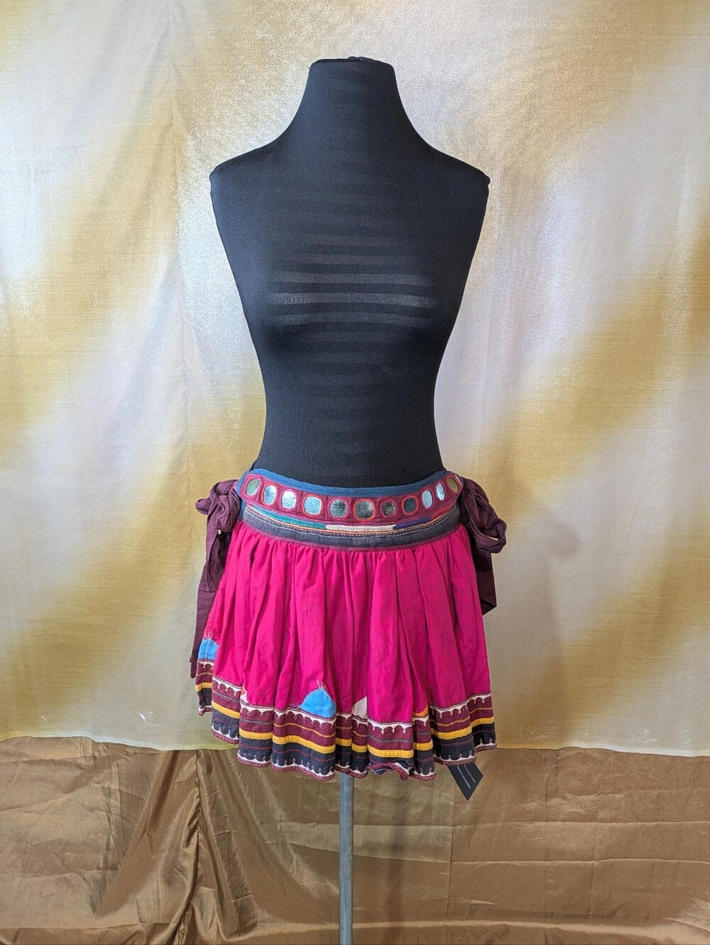 Vintage Banjara Mini Skirt with Embroidered Mirror